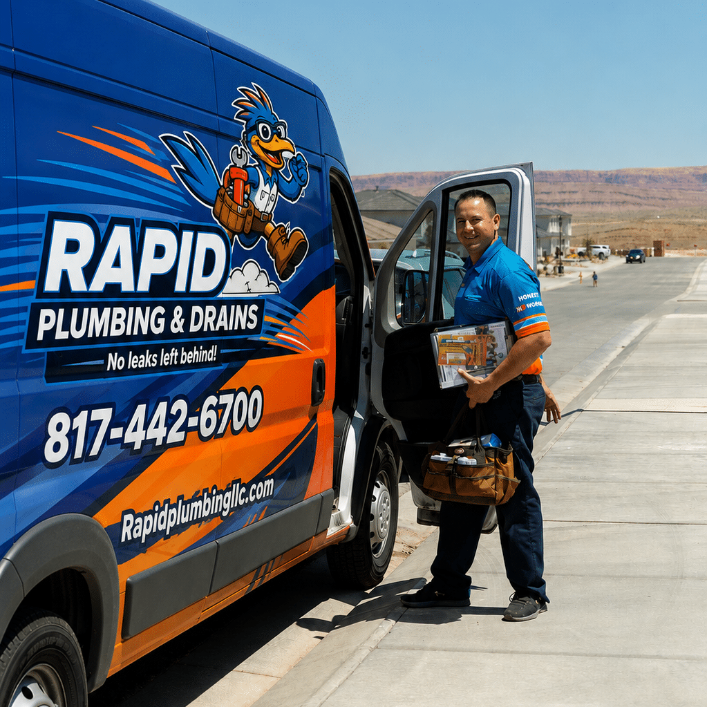 Rapid Plumbing van and plumber